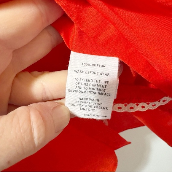 Alex Mill Side Button Cotton Poplin Midi Full Skirt Red Orange Size XL Pockets - Picture 9 of 13